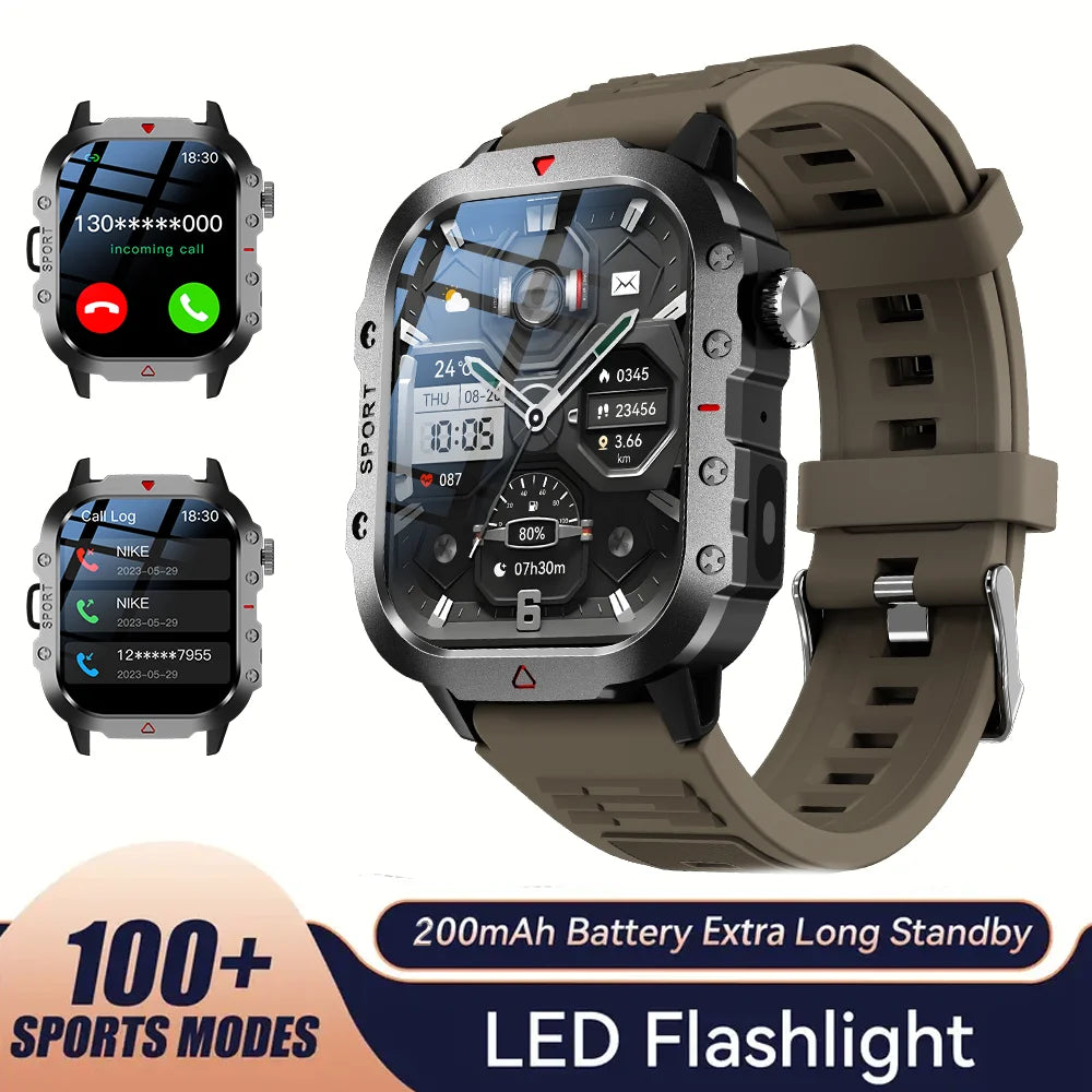 KESHUYOU Outdoor Sports Smart Watch | 2.01 Inch LED Flashlight