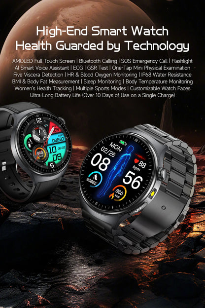 2026 New Accurate Diagnosis Smart Watch Body Fat ECG Blood oxygen BP Health Sport HD AMOLED Screen call Smart watch Men women