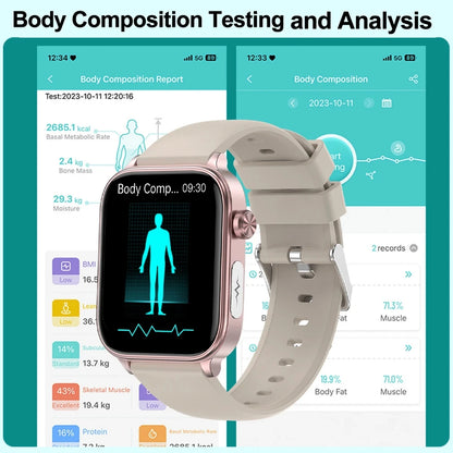 2025New Al Medical Diagnosis Blood Lpids Uric Acid Blood Glucose Smart Watch Men ECG+PPG Voice Bluetooth Call Health Smartwatch