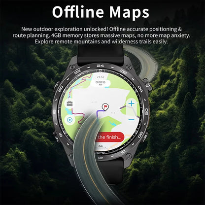 2026 New Men Smart Watch with Built in GPS Maps BT Call 100+ Sport Modes 3ATM Waterproof MP3 MP4 Playback Altitude Compass
