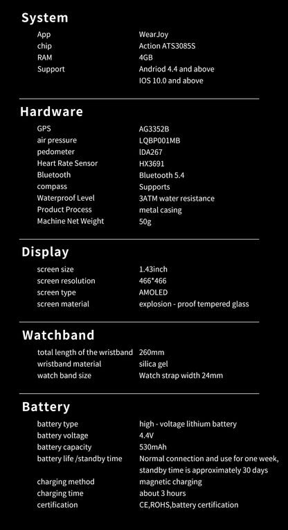 2026 New Men Smart Watch with Built in GPS Maps BT Call 100+ Sport Modes 3ATM Waterproof MP3 MP4 Playback Altitude Compass