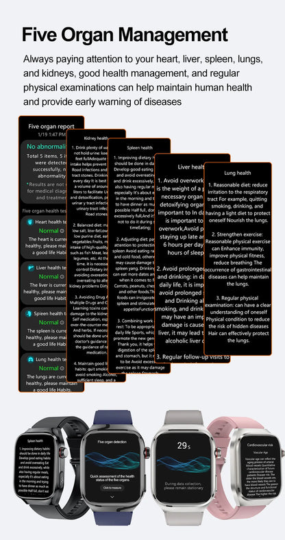 2025New Micro Physical Examination Smart Watch For Men Uric Acid Body Fat Five Organ Health Watches Bluetooth Call SmartBracelet