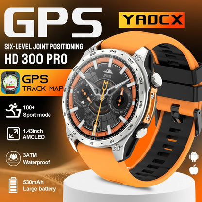 2026 New Men Smart Watch with Built in GPS Maps BT Call 100+ Sport Modes 3ATM Waterproof MP3 MP4 Playback Altitude Compass