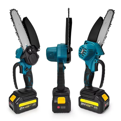 Mini Electric Chainsaw | 6" Cordless Li-Ion | One-Hand Use