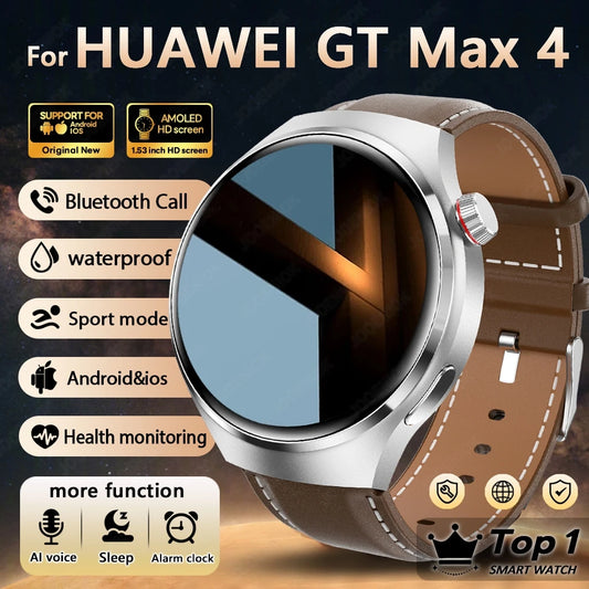 2025 New Smartwatch Men GPS Tracker 150+ Sport Modes Waterproof Watch 1.53-inch Heart Rate Bluetooth Call Smartwatch Watch 4 PRO