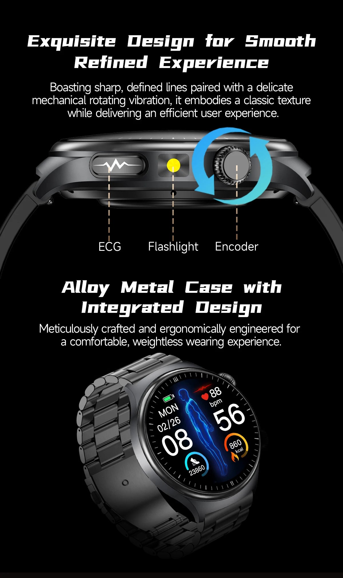 2026 New Accurate Diagnosis Smart Watch Body Fat ECG Blood oxygen BP Health Sport HD AMOLED Screen call Smart watch Men women