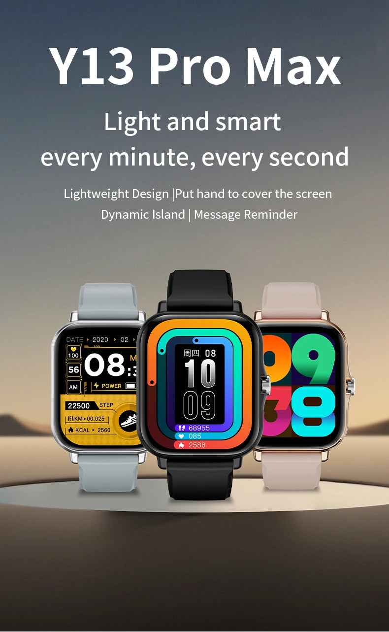 LAXASFIT Y13 pro Max 2026 Smart Watch Full Touch Screen Sports Fitness Bluetooth Digital Smartwatch with Heart Rate Tracker