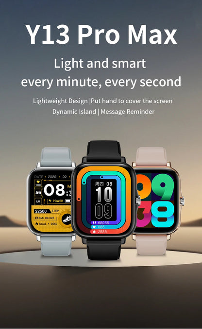 LAXASFIT Y13 pro Max 2026 Smart Watch Full Touch Screen Sports Fitness Bluetooth Digital Smartwatch with Heart Rate Tracker
