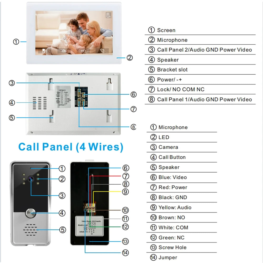 Video Intercom System | 7" Indoor Monitor | Two-Way Audio