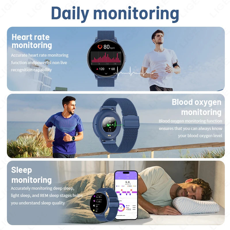 LIGE 2026 Smart Watch Men Women Bluetooth Call Heart Rate Health Monitor 1.38inch HD Screen Fashion Sports Men Smartwatch Women