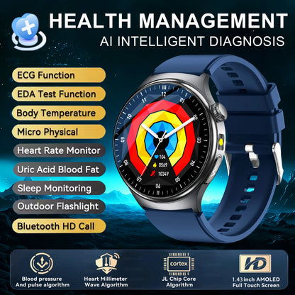 2026 New Accurate Diagnosis Smart Watch Body Fat ECG Blood oxygen BP Health Sport HD AMOLED Screen call Smart watch Men women