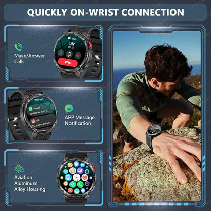 2026 New T-Rex3 Ultra 1100Mah Military Smart Watch Men 1.7"AMOLED GPS Path 5ATM Waterproof Compass LED Flashlight Smartwatch iOS
