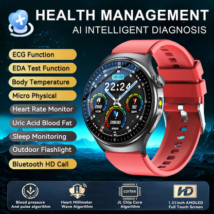 2026 New Accurate Diagnosis Smart Watch Body Fat ECG Blood oxygen BP Health Sport HD AMOLED Screen call Smart watch Men women