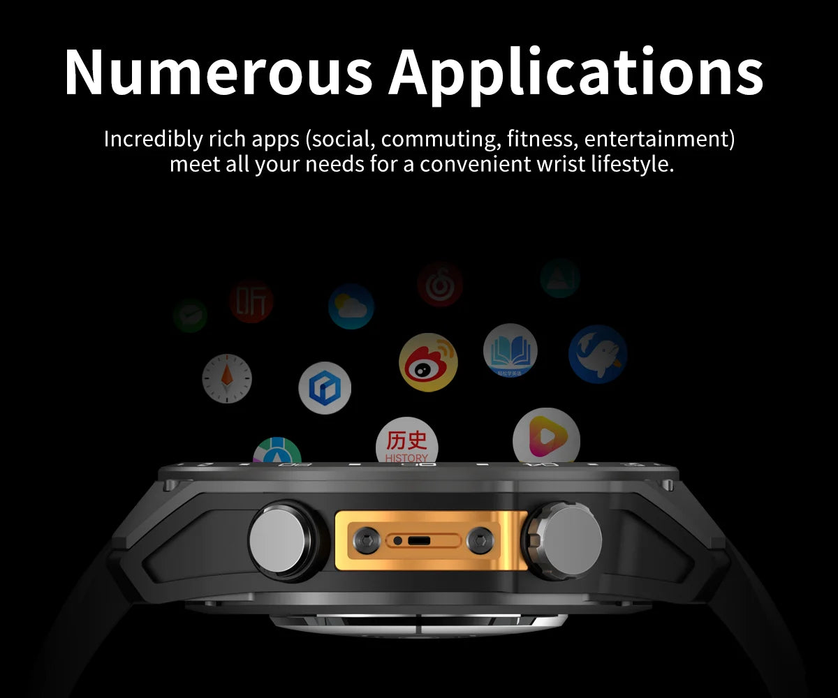 2026 New Men Smart Watch with Built in GPS Maps BT Call 100+ Sport Modes 3ATM Waterproof MP3 MP4 Playback Altitude Compass