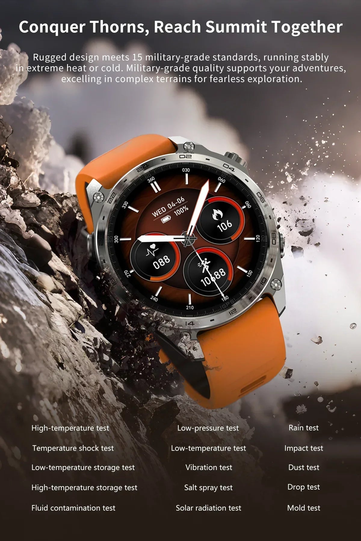 2026 New Men Smart Watch with Built in GPS Maps BT Call 100+ Sport Modes 3ATM Waterproof MP3 MP4 Playback Altitude Compass