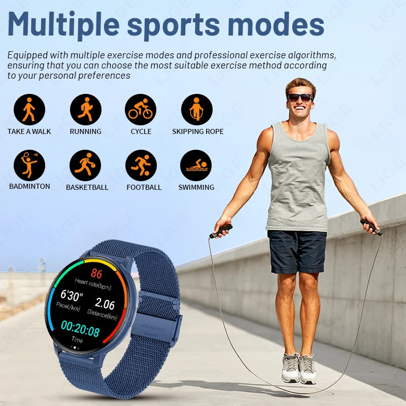 LIGE 2026 Smart Watch Men Women Bluetooth Call Heart Rate Health Monitor 1.38inch HD Screen Fashion Sports Men Smartwatch Women