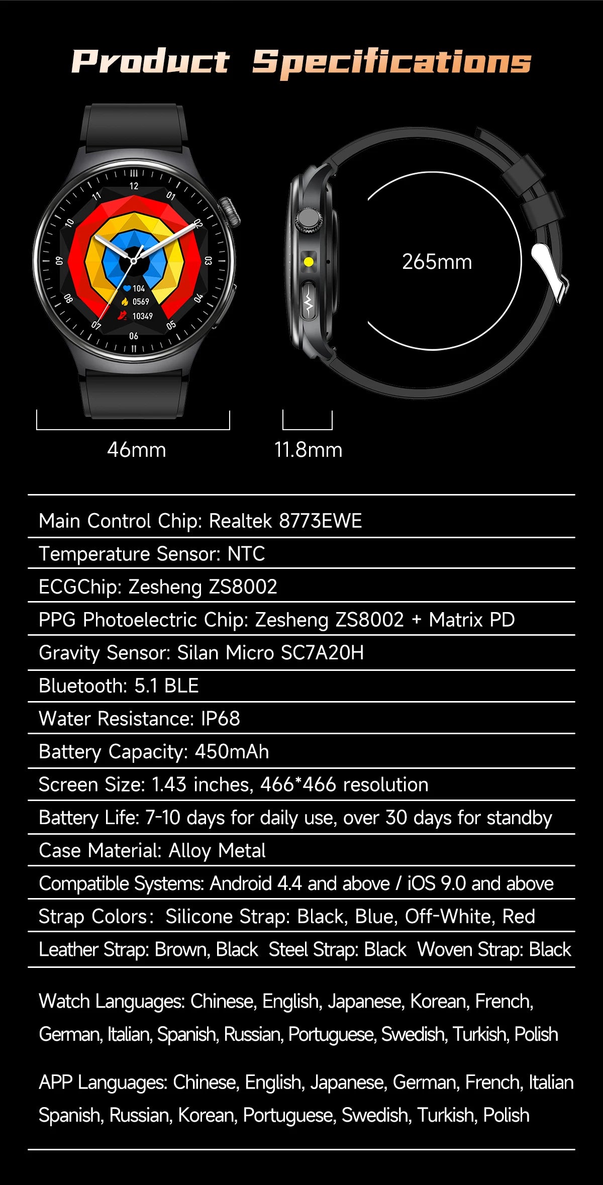 2026 New Accurate Diagnosis Smart Watch Body Fat ECG Blood oxygen BP Health Sport HD AMOLED Screen call Smart watch Men women