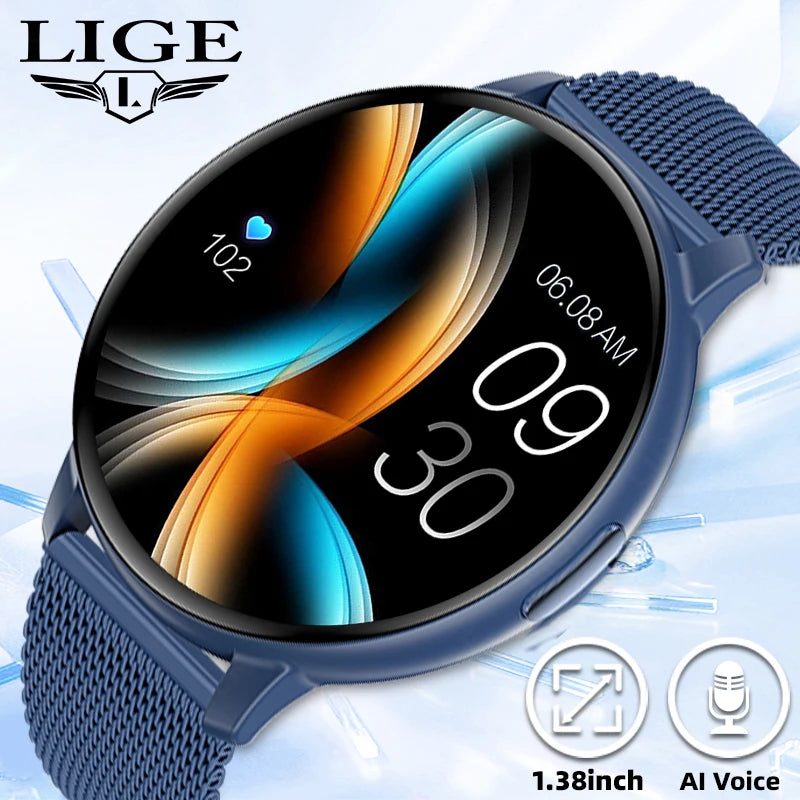LIGE 2026 Smart Watch Men Women Bluetooth Call Heart Rate Health Monitor 1.38inch HD Screen Fashion Sports Men Smartwatch Women