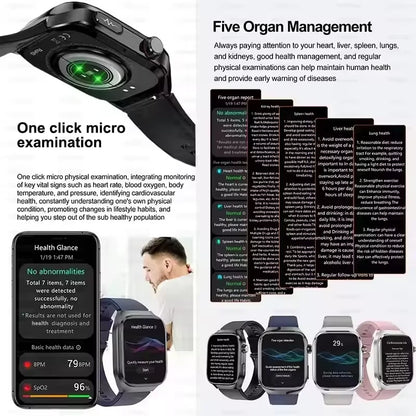 2025New Micro Physical Examination Smart Watch For Men Uric Acid Body Fat Five Organ Health Watches Bluetooth Call SmartBracelet