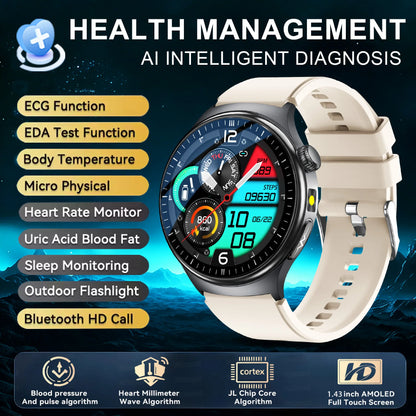 2026 New Accurate Diagnosis Smart Watch Body Fat ECG Blood oxygen BP Health Sport HD AMOLED Screen call Smart watch Men women