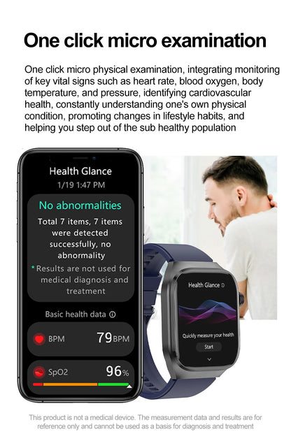 2025New Micro Physical Examination Smart Watch For Men Uric Acid Body Fat Five Organ Health Watches Bluetooth Call SmartBracelet