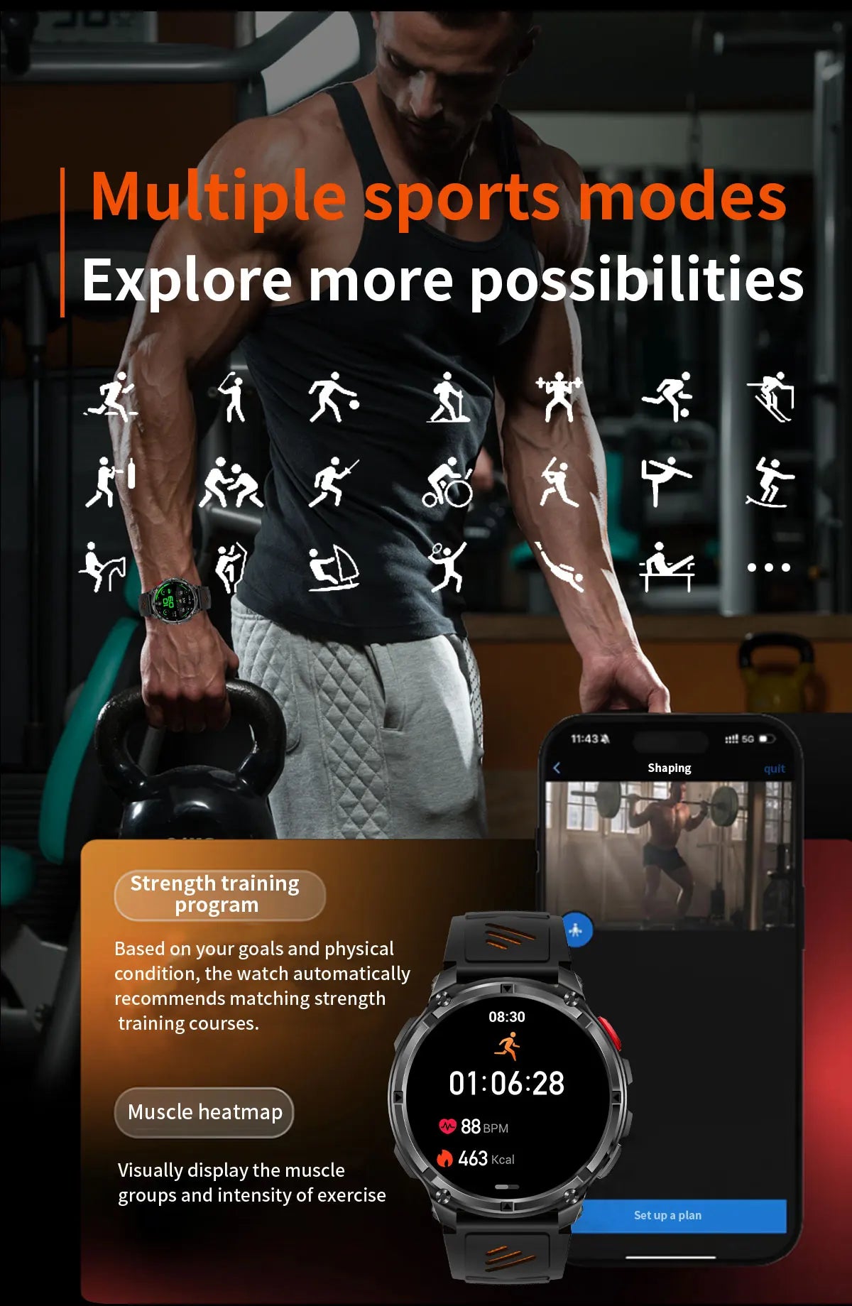 2026 New T-Rex3 Ultra 1100Mah Military Smart Watch Men 1.7"AMOLED GPS Path 5ATM Waterproof Compass LED Flashlight Smartwatch iOS