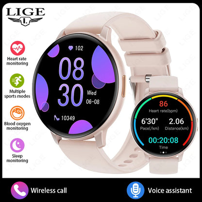 LIGE 2026 Smart Watch Men Women Bluetooth Call Heart Rate Health Monitor 1.38inch HD Screen Fashion Sports Men Smartwatch Women