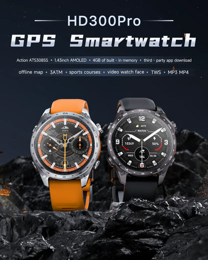2026 New Men Smart Watch with Built in GPS Maps BT Call 100+ Sport Modes 3ATM Waterproof MP3 MP4 Playback Altitude Compass