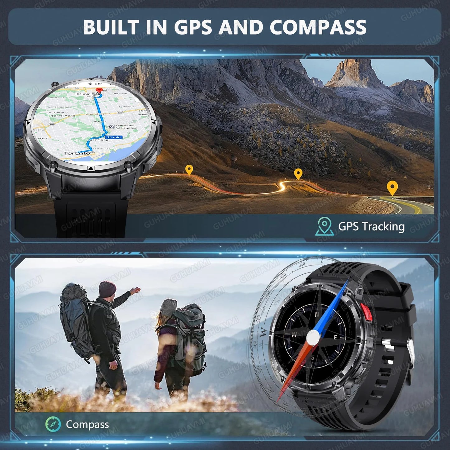 2026 New T-Rex3 Ultra 1100Mah Military Smart Watch Men 1.7"AMOLED GPS Path 5ATM Waterproof Compass LED Flashlight Smartwatch iOS