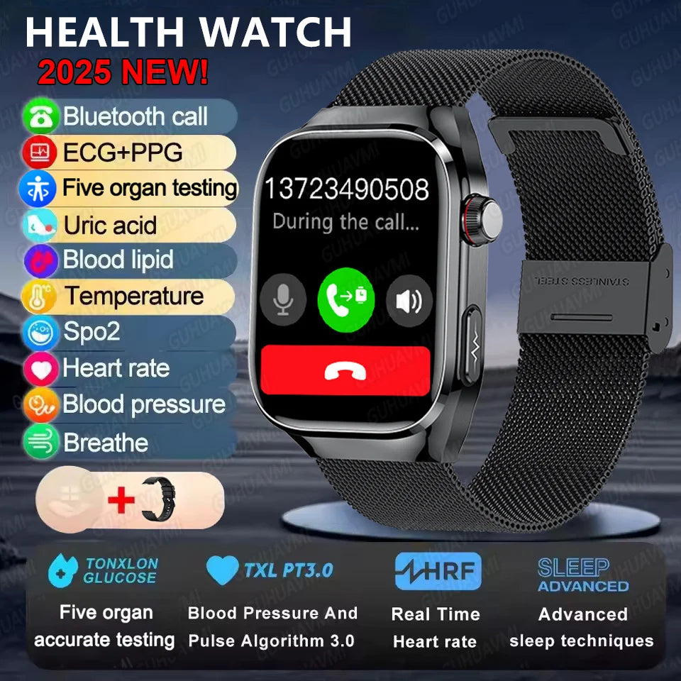 2025New Micro Physical Examination Smart Watch For Men Uric Acid Body Fat Five Organ Health Watches Bluetooth Call SmartBracelet