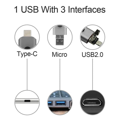 3-in-1 USB Flash Drive | USB-A, Type-C & Micro USB | OTG
