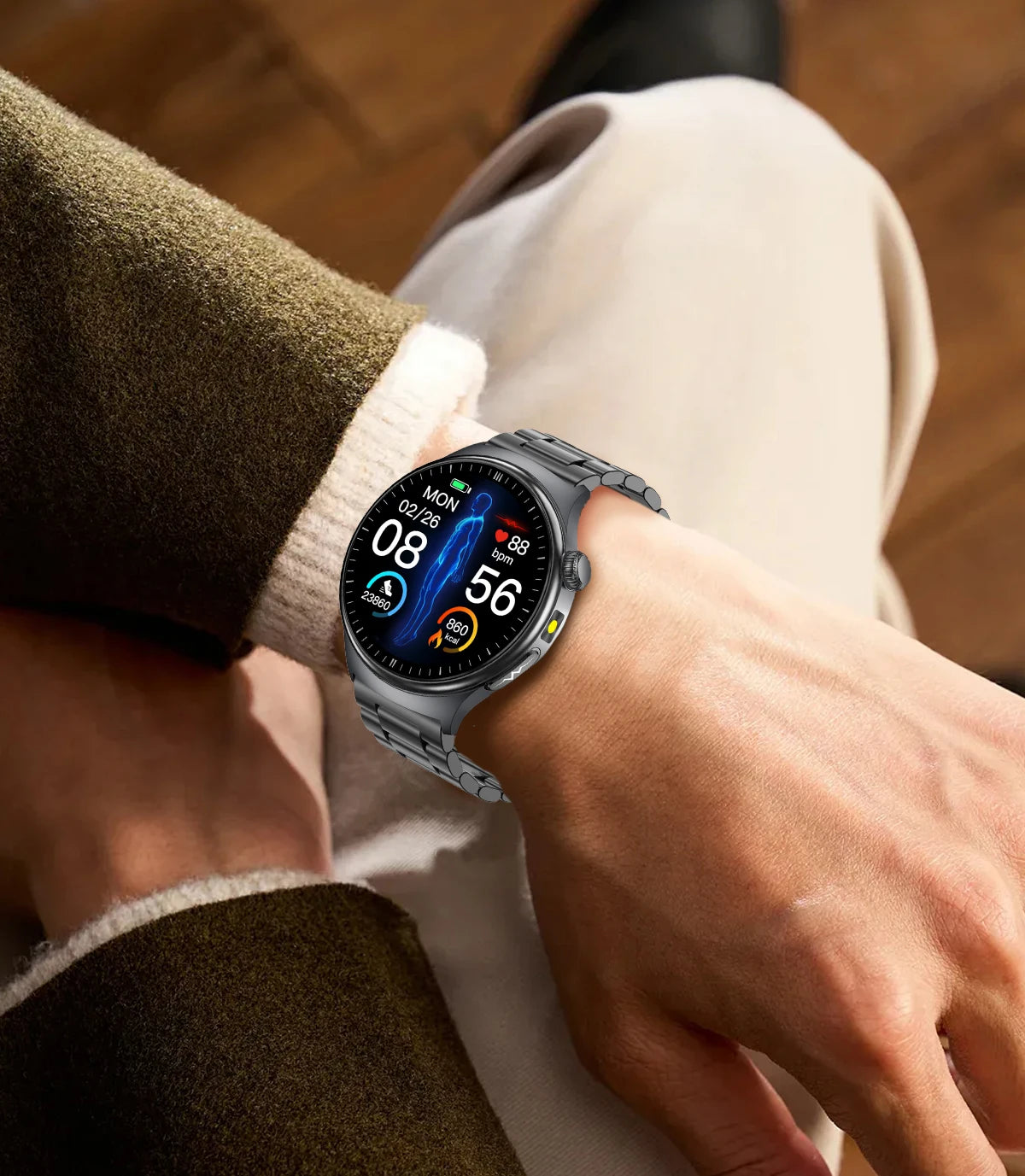 2026 New Accurate Diagnosis Smart Watch Body Fat ECG Blood oxygen BP Health Sport HD AMOLED Screen call Smart watch Men women