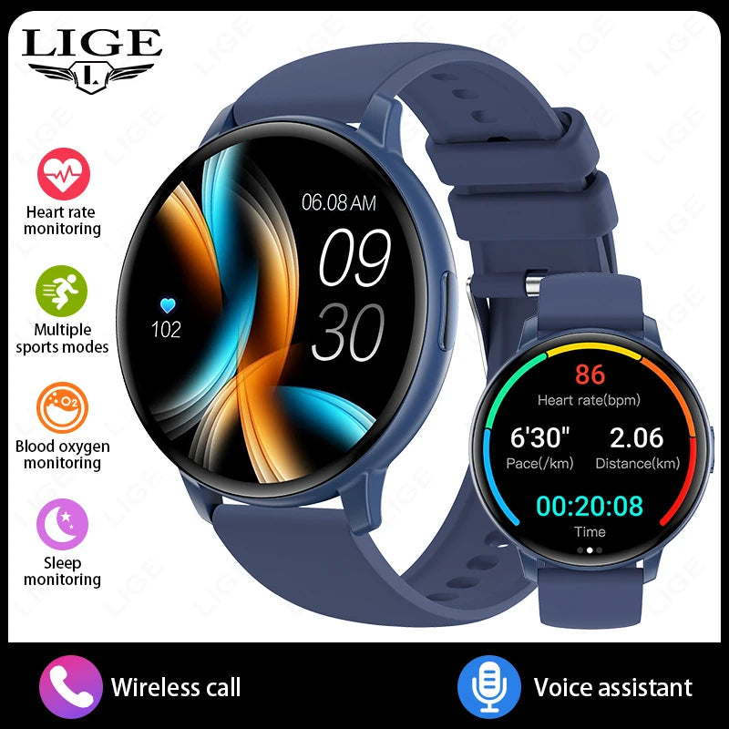 LIGE 2026 Smart Watch Men Women Bluetooth Call Heart Rate Health Monitor 1.38inch HD Screen Fashion Sports Men Smartwatch Women