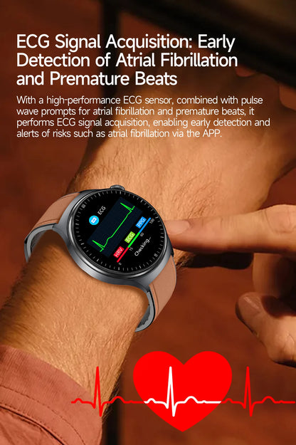 2026 New Accurate Diagnosis Smart Watch Body Fat ECG Blood oxygen BP Health Sport HD AMOLED Screen call Smart watch Men women