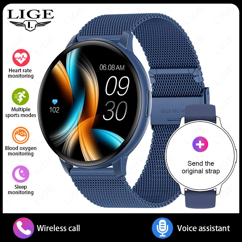 LIGE 2026 Smart Watch Men Women Bluetooth Call Heart Rate Health Monitor 1.38inch HD Screen Fashion Sports Men Smartwatch Women