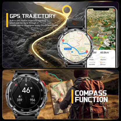 2026 New T-Rex3 Pro 1100mAh Battery Smart Watch GPS path 5ATM Waterproof Sports Run tracker Outdoors Compass Military Smartwatch