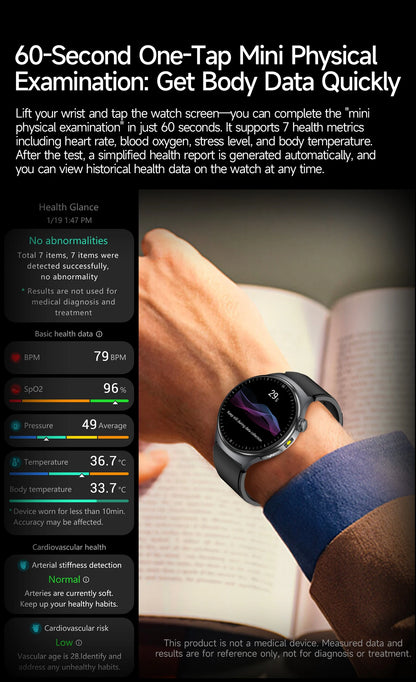 2026 New Accurate Diagnosis Smart Watch Body Fat ECG Blood oxygen BP Health Sport HD AMOLED Screen call Smart watch Men women