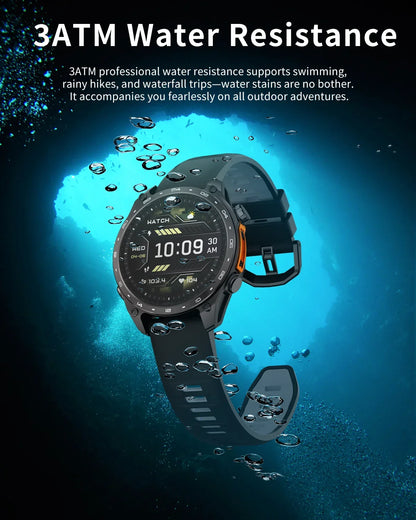 2026 New Men Smart Watch with Built in GPS Maps BT Call 100+ Sport Modes 3ATM Waterproof MP3 MP4 Playback Altitude Compass