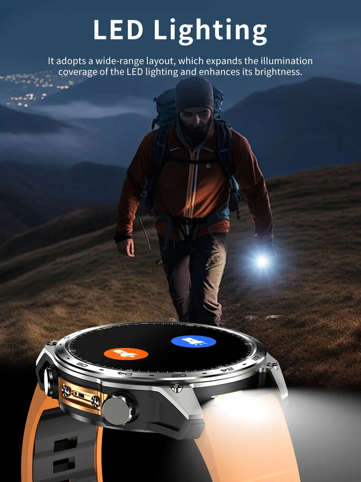 2026 New Men Smart Watch with Built in GPS Maps BT Call 100+ Sport Modes 3ATM Waterproof MP3 MP4 Playback Altitude Compass