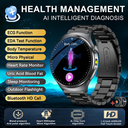 2026 New Accurate Diagnosis Smart Watch Body Fat ECG Blood oxygen BP Health Sport HD AMOLED Screen call Smart watch Men women