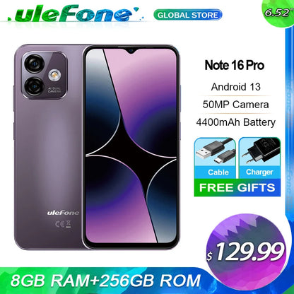 Ulefone Note 16 Pro 4G 16 Гб 8Гб 8Гб Расширенной 256 Гб Android 13 Тел