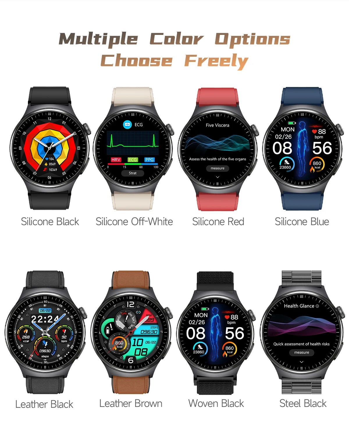 2026 New Accurate Diagnosis Smart Watch Body Fat ECG Blood oxygen BP Health Sport HD AMOLED Screen call Smart watch Men women